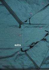 Deep grey - Ambigai - south cotton with mirror work and raw silk blouse combo